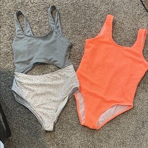 One Piece Swimsuit Set - Gray and Orange …..Both!!!